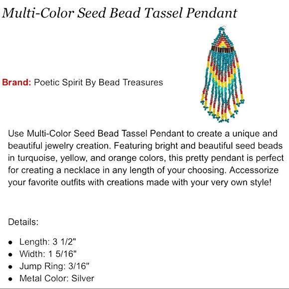 Tribal design multicolor beads on silver chain, gorgeous piece - Picture 5 of 5